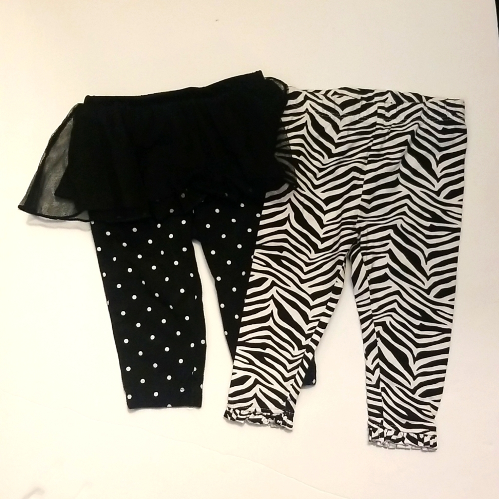 2 pairs of tights - 6m - zebra tutu dots